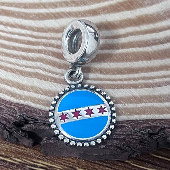Pandora Chicago Flag Dangle Charm - Picture 1 of 4